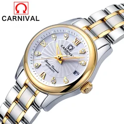 CARNAVAL-Montre habillée en saphir pour femme, montres-bracelets mécaniques à mouvement automatique, montres-bracelets étanches pour femme, marque de luxe