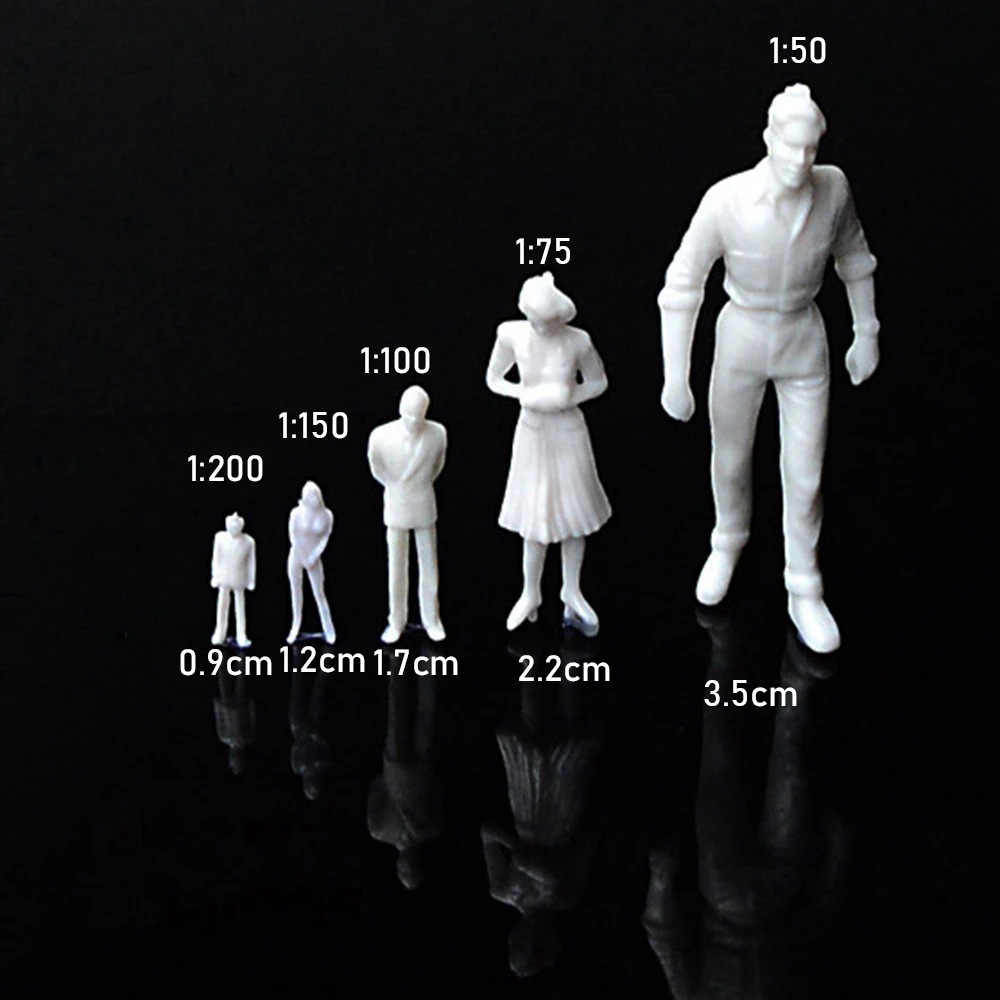 10/50Pcs 1:50/75/100/150/200 Scale Model White Miniature Figures Architectural Models Human Scale Model ABS Plastic Peoples