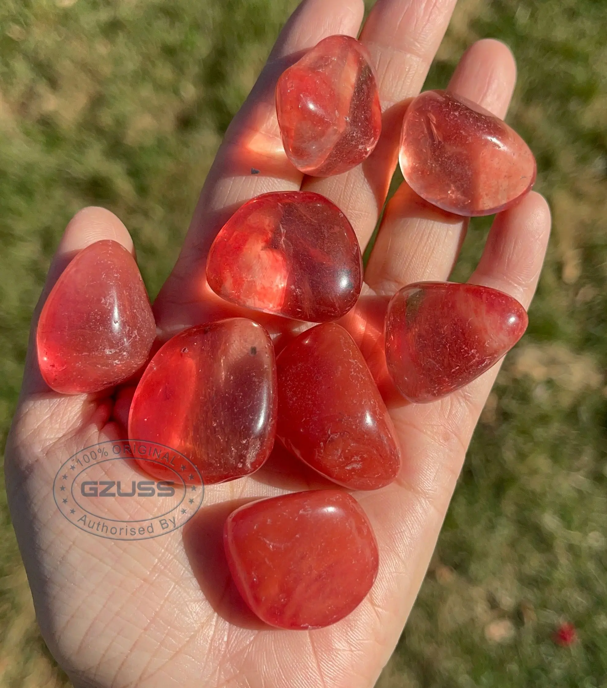 Cherry Red Smelt  Quartz Tumbled Red Smelting Quartz Healing Crystals, Gift for Friends, Quartz Tumble