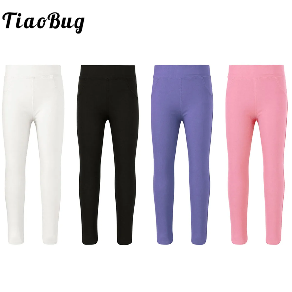 Kids Girls Skinny Stretch Jeans Leggings Long Casual Workout Pants Elastic Ballet Gymnastics Jazz Hiphop Dance Costume