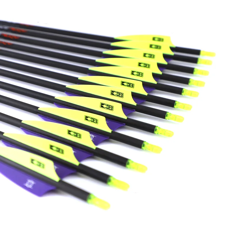 6/12pcs Archery Pure Carbon Arrow ID 6.2 Spine 250 300 350 400 500 600 700 800 For Bow Hunting Shooting