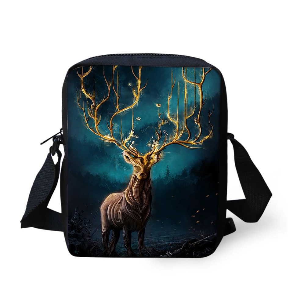 Fashion Messenger Bags Cartoon Deer Pattern Girls Cross Body Bag Fantasy Animal Design Crossbody Bags Girls Mini Flaps Purse Bag