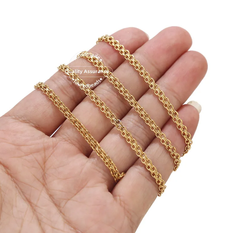 1 Meter Stainless Steel Gold 3mm Net Link Chain for Women Bracelet Necklace Jewelry Making