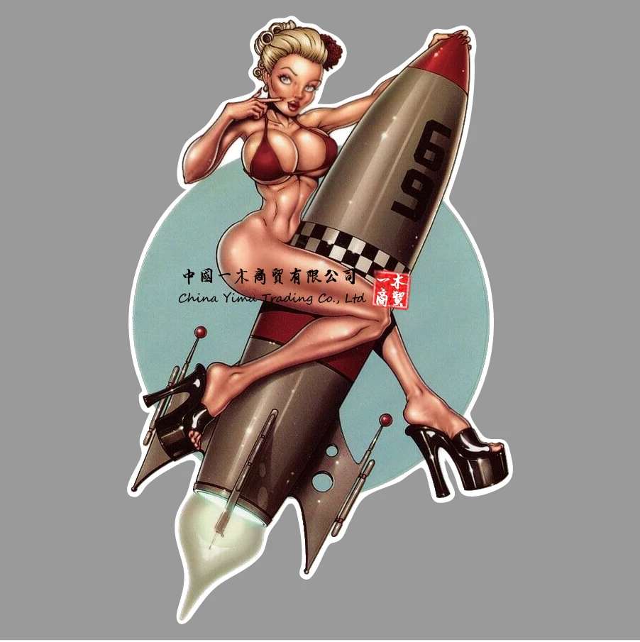 Bikini PINUP GIRL BIG LOVE ROCKET STICKER Fashion Vinyl francais DECAL
