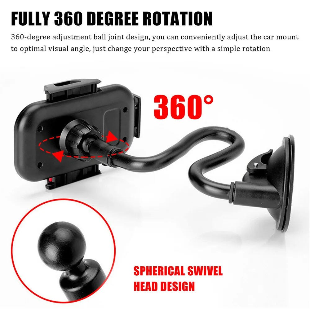 360° Phone Holder for Car Windshield Mount Cradle Holder Stand Truck Vehicle Carrier Bracket For Smart Mobile Cell Phone Gps