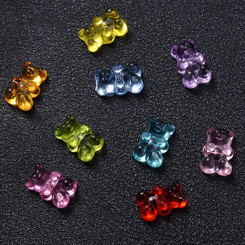 20Pcs 8x12mm Transparent Loose Space Beads Cute Small Bear-Shape Cross Hole Acrylic Beads for Making Jewelry DIY Accessories