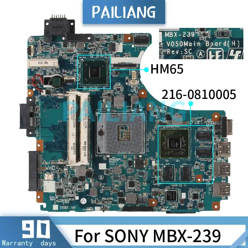 

Mainboard For SONY MBX-239 Laptop motherboard 1P-0113J00-8011 216-0810005 HM65 DDR3 Tested OK