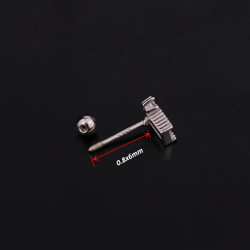 1Pc 925 Sterling Silver  Barbell CZ Tragus Diath Cartilage Helix Rook Piercing Earring Ear piercing  Women Fashion Jewelry