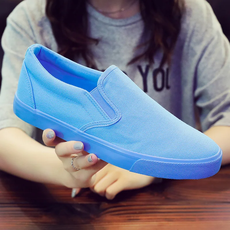 New  Korean canvas shoes men\'s slip-on shoes Spring Autumn Blue breathable casual shoes trend student sports shoes