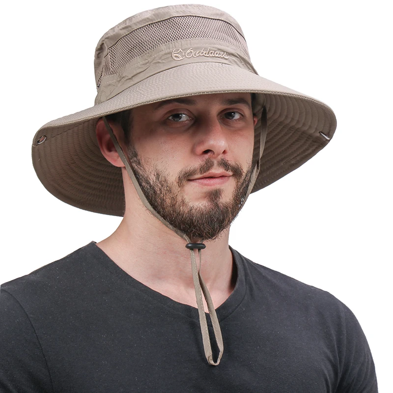 Summer Sun Hat Bucket Men Women Boonie Hat Quick Dry Outdoor UV Protection Hiking Fishing Mesh Breathable Panama Hat UPF50+