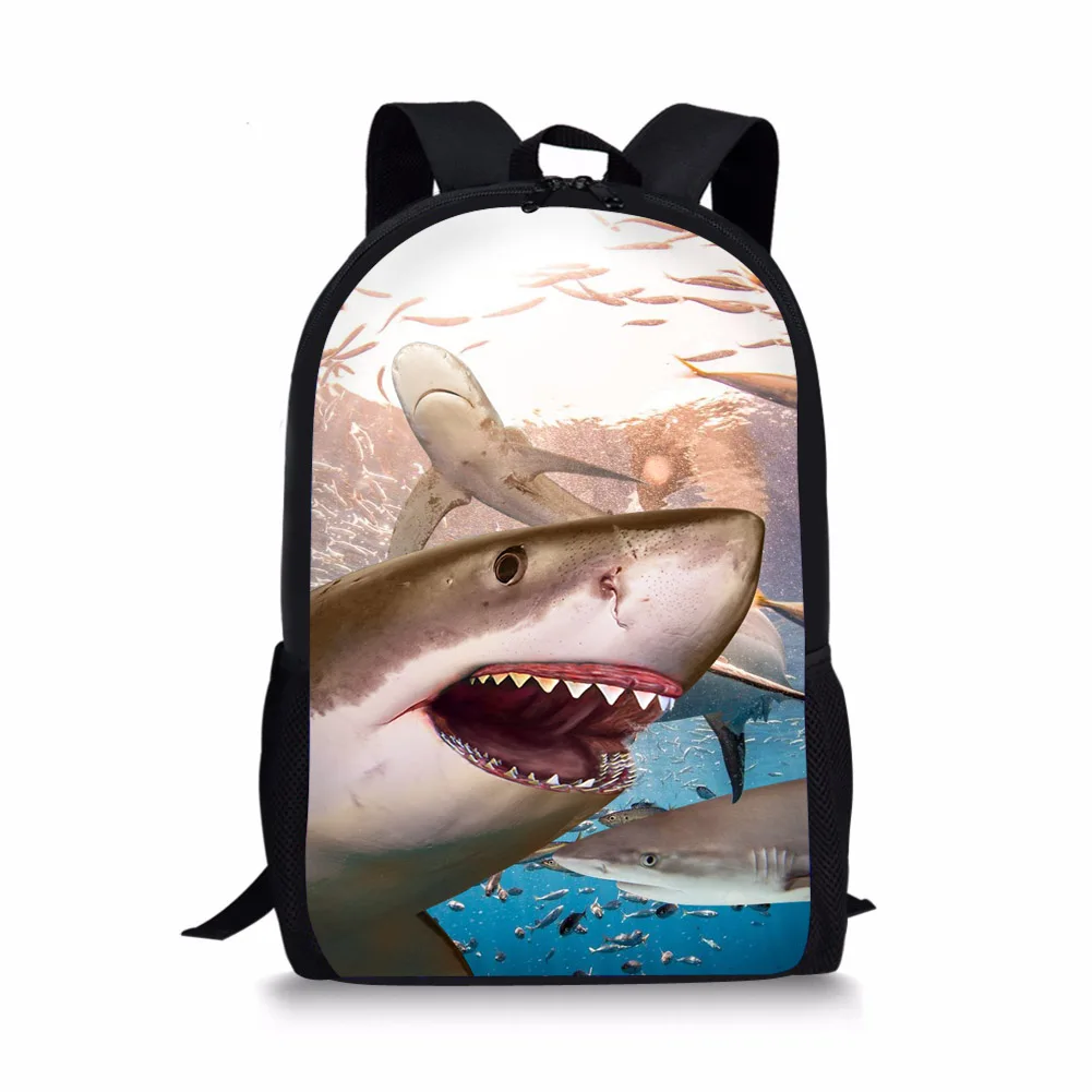 Mochilas escolares con estampado 3D de gran tiburón blanco para niños, mochilas escolares personalizadas, mochilas escolares infantiles