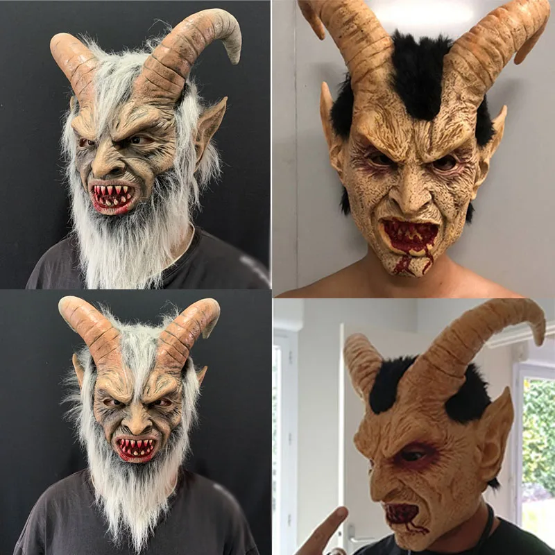 Takerlama-Máscaras de la película Lucifer, Cosplay de la película del diablo, máscara de látex de cuerno horrible para Halloween, accesorios de