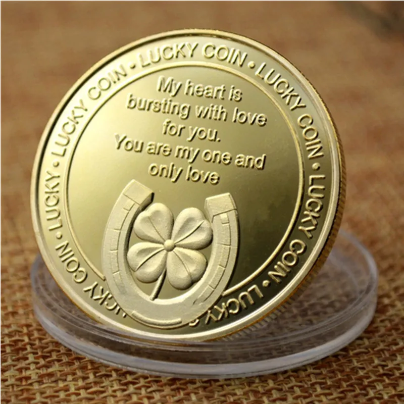 Love Lucky metal crafts coin 999 Silver Plated gold-plated commemorative stamp relief commemorative stamp collection gift coin d