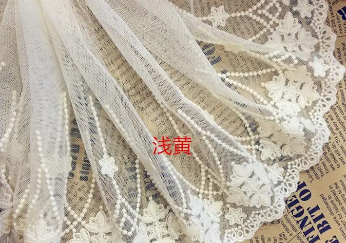 3 Yard/Lot Schwarz Weiß Baumwolle Stickerei Stoff Mesh Spitze Trim 24CM Nähen Kleidung Hochzeit Kleid Hause Textil DIY Zubehör – Detail 12