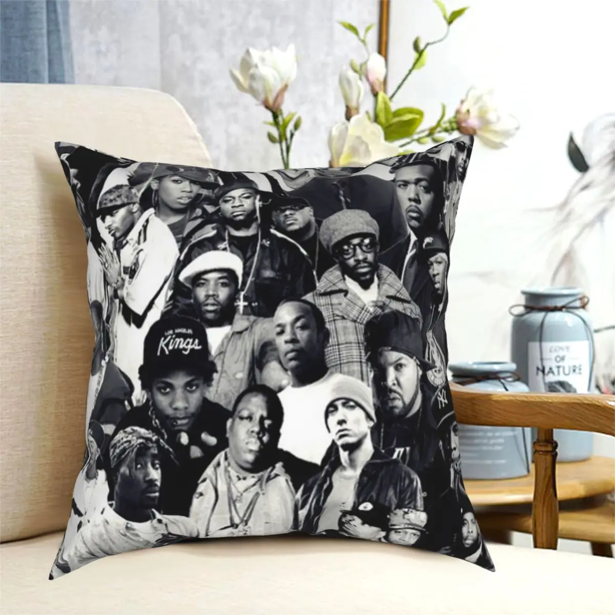 Hip Hop Legends Collage Square Pillowcase Polyester Creative Decorative Throw Pillow Case for Bed Cushion Cover