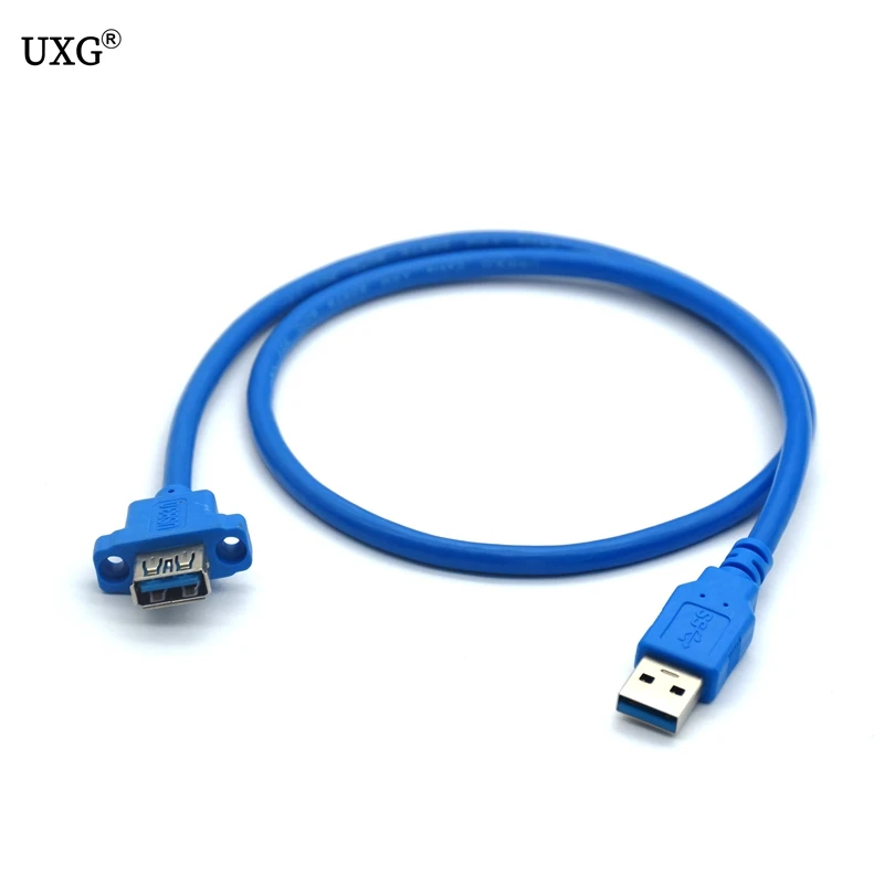 1pcs High Quality USB3.0 male to female extension cable with screw hole Can Lock Panel Mount Cable for PC Laptop cable 30cm 60cm