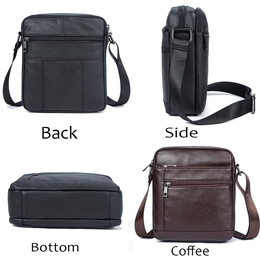 WESTAL-bandoleras pequeñas de cuero genuino para hombre, bolso cruzado negro con solapa, bandolera de cuero, 7604