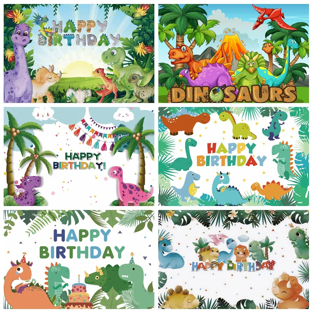 

Baby Cartoon Dinosaurs Happy Birthday Jungle Party For Baby Kid Portrait Photo Backdrops Photo Backgrounds Photozone Photophone