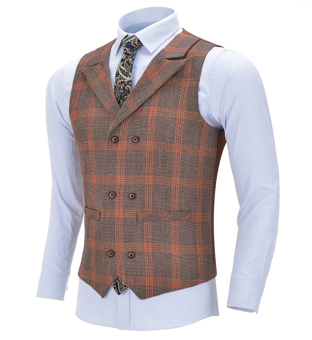 

Men's Business Navy Vest Wool Plaid Slim Fit Single-breasted Cotton Suit Vest Waistcoat For Wedding Formal Vest Groomsmen