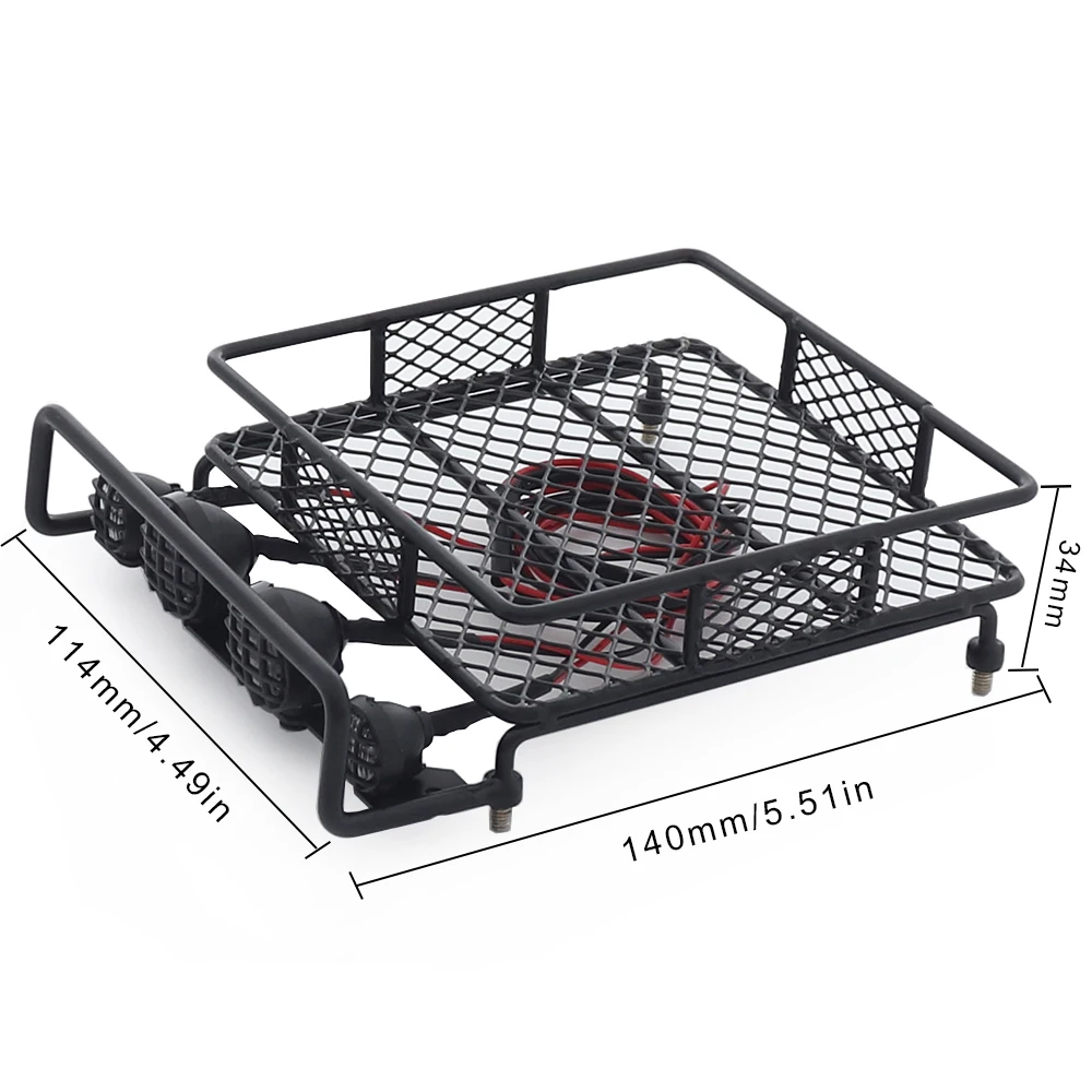 1Pcs Metal Roof Rack Luggage Racks with LED Light Bar for 1/12 RC Crawler Car MN D90 D99S SCX10 Tamiya CC01 CR01 D90 TF2 Upgrade