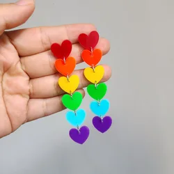 Candy Color Acrylic Long Chain Statement Earrings Colorful Rainbow Geometric Cool Earrings for Woman Party Jewelry