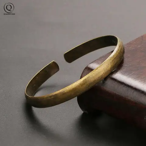 Vintage mässing kungliga armband dam manschett armband glansigt ren koppar antikens kvinnor armband smycken flickvän julklapp 6 best sales mässingsarmband - №2
