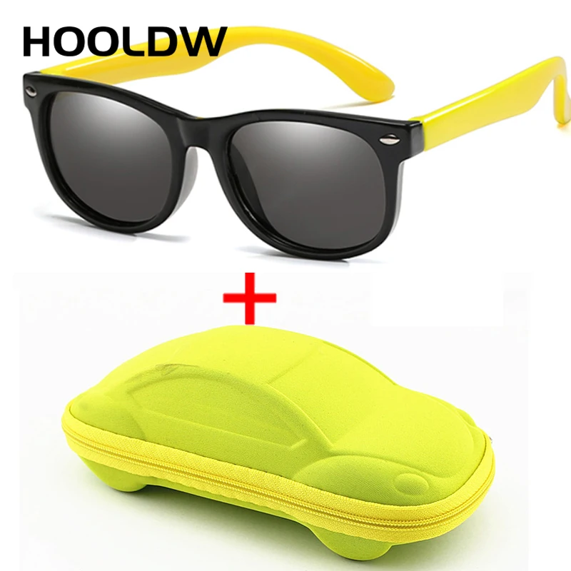 

HOOLDW Polarized Children Sunglasses Boys Girls Kids Sun Glasses Baby Silicone Glasses UV400 Eyewear oculos de sol with Case