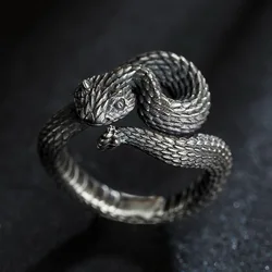 Rattlesnake Ring Vintage Silver Plated Snake Ring Motorcycle Party Punk Domineering Ring Women Men Ring Cool Hip Hop Jewelry