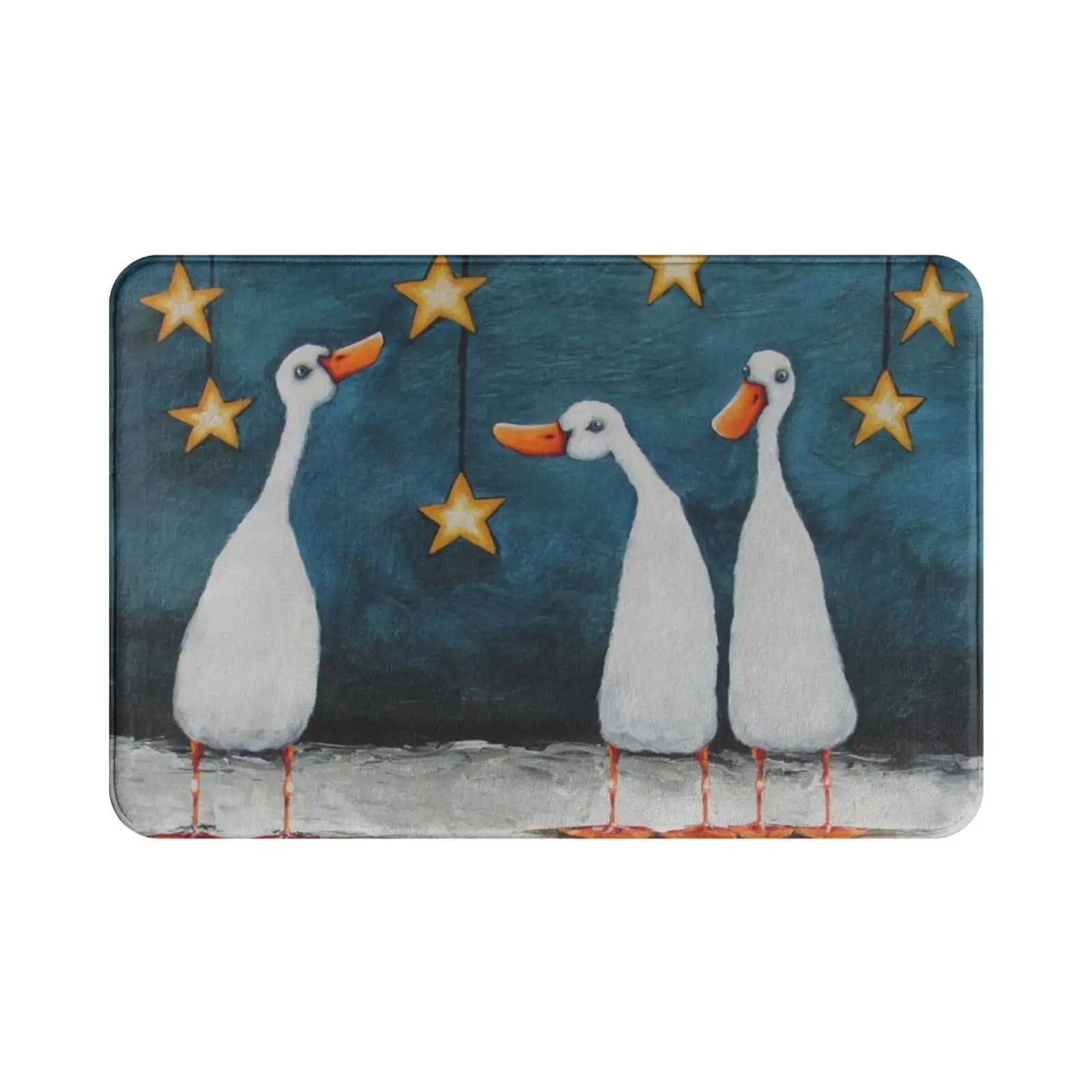 Under The Stars Carpet Mat Rug Cushion Soft Duck Bird Indian Runner Duck Three Ducks 3 Ducks Stars Star Acrylic On