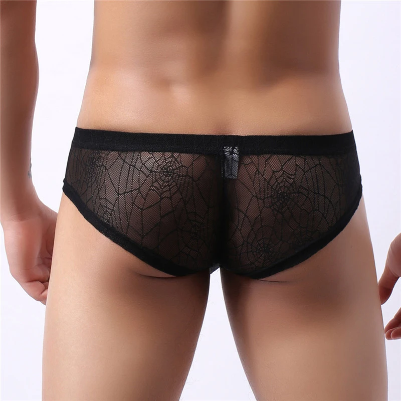 Men\'s Briefs Mesh Underwear Soft Breathable Brief Sexy Underwear Men\'s Hot Hips Up Transparent Jockstrap Low Waist Underpants