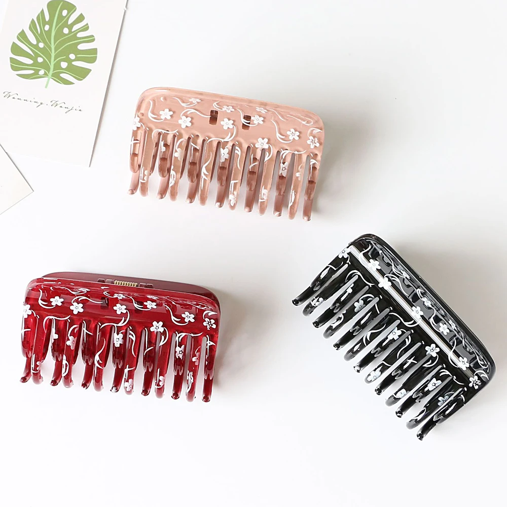 Jepit Rambut Besar Jepit Rambut Kuncir Kuda Plastik Klem Rambut Jepit Rambut Wanita Jepit Rambut Kepiting Cetak Elegan Aksesori Rambut Rias