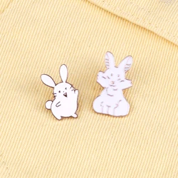 2 Style Cute Rabbit Enamel Pins High Quality Dancing Bunny Brooch Women Coat Lapel Pin Badges Jewelry Kids Backpack Deacoration