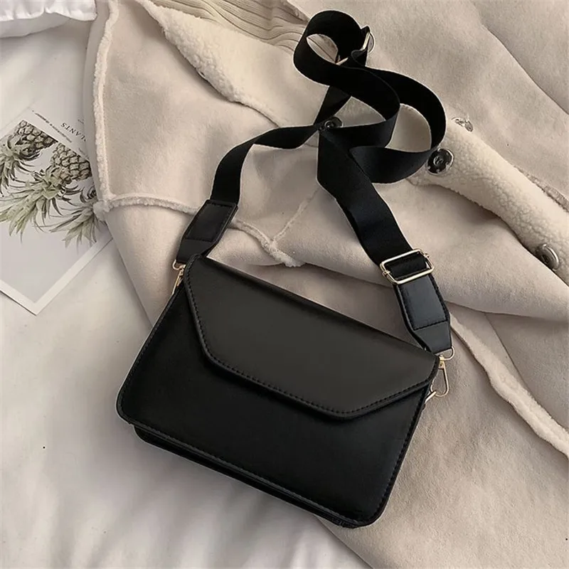 

2021 new fashion simple small square bag women's PU leather flip one shoulder messenger bag casual handbag Bolsas