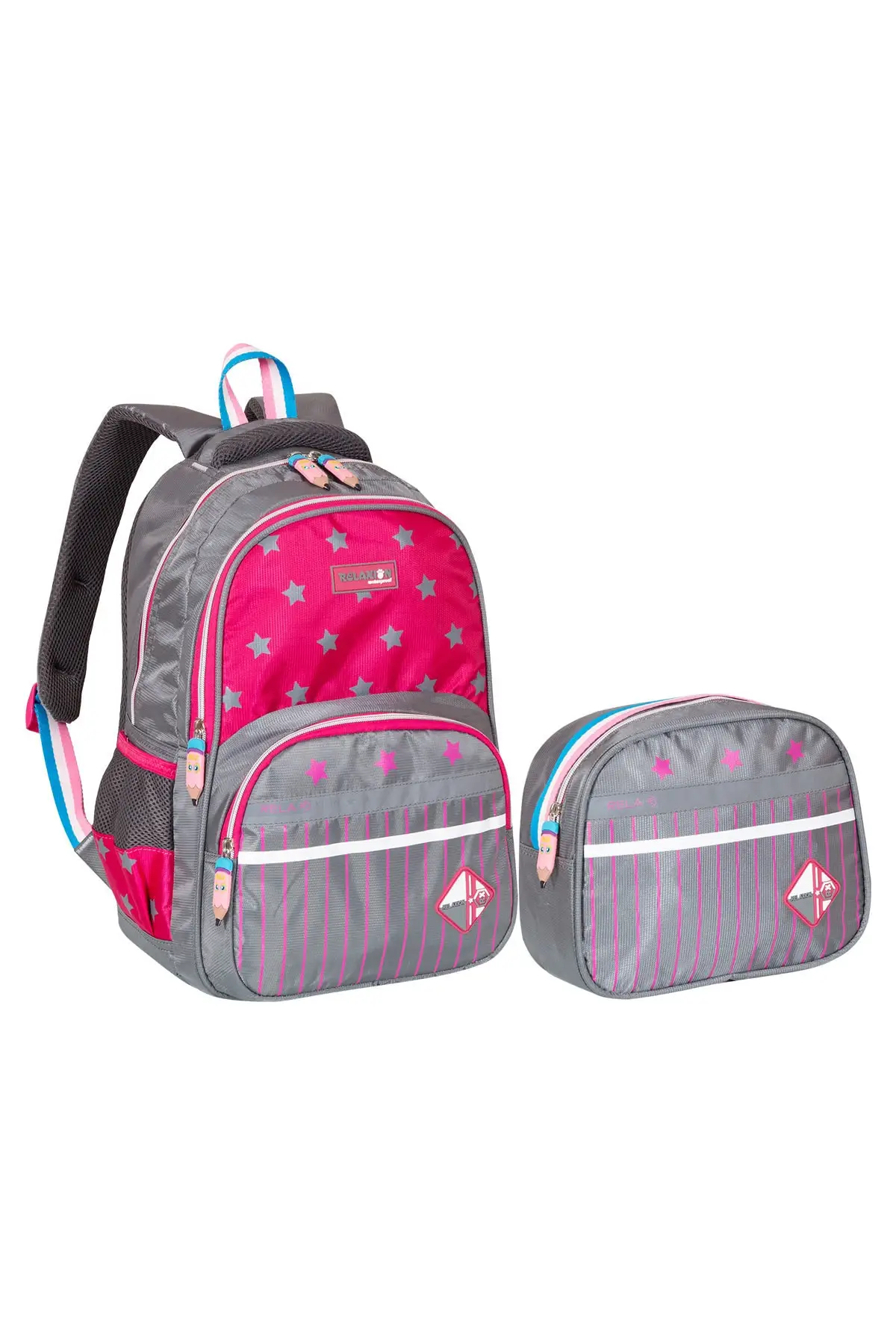 Sac à dos pour l'école primaire, gris Fuchsia Rlx1320