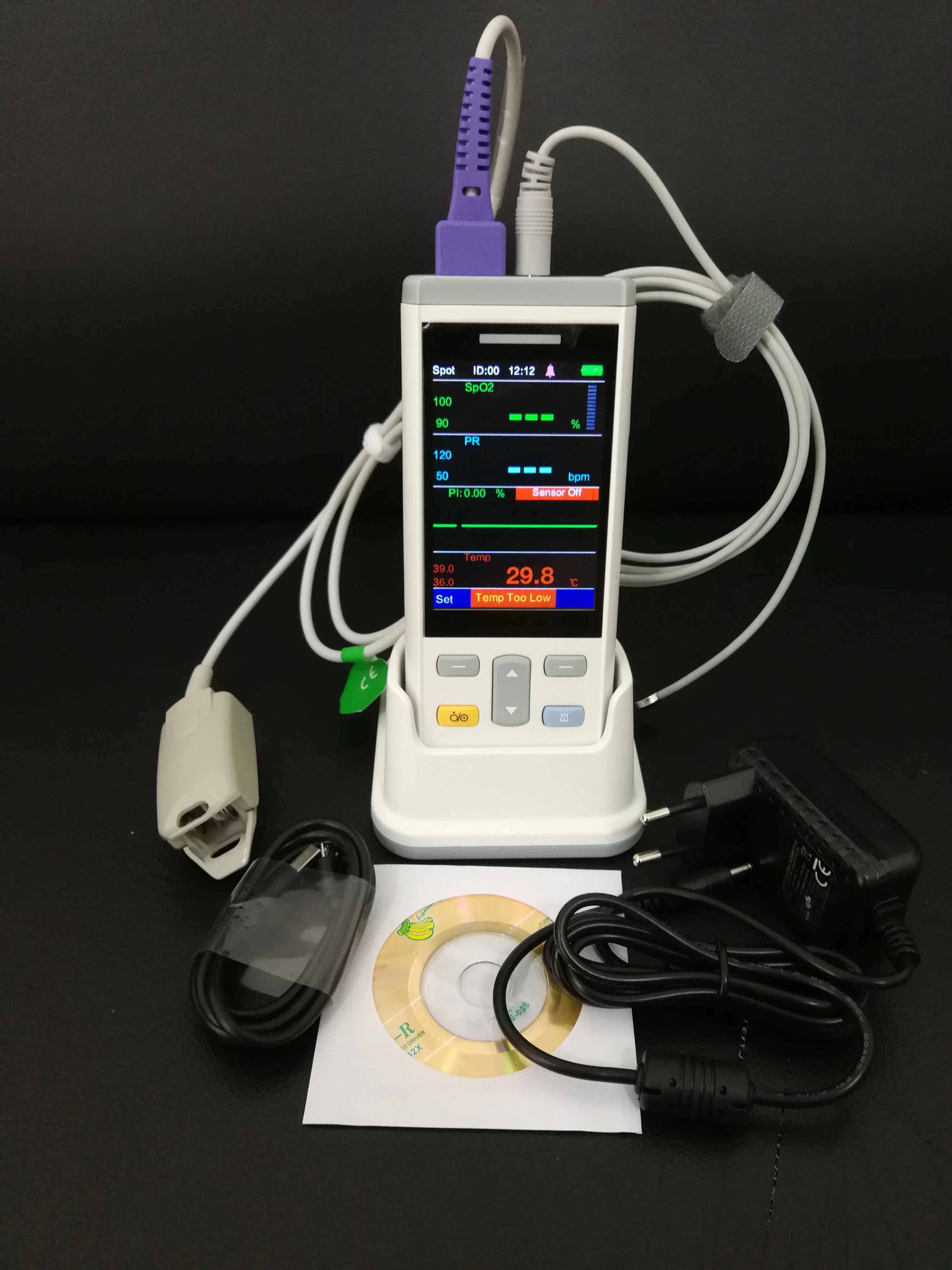 Portable 3.5inch Human Use Handheld Pulse Oximeter with SpO2, Temperture for Hospital, Clinic, Home Use