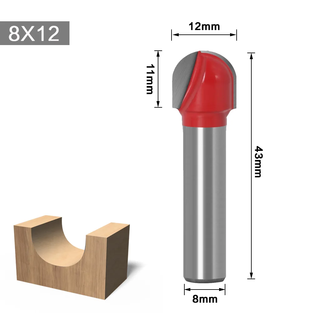 Brocas redondas de carburo sólido para carpintería, Herramientas CNC con vástago de 8mm, punta redonda, caja de núcleo de Cala, fresa de bola