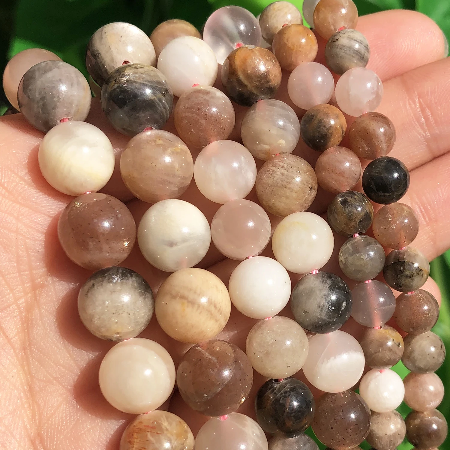 

Natural Stone Mixed Moonstone Sunstone Gem Round Loose Beads for DIY Crafts Jewelry Making Bracelet Accessories 15'' 6 8 10mm