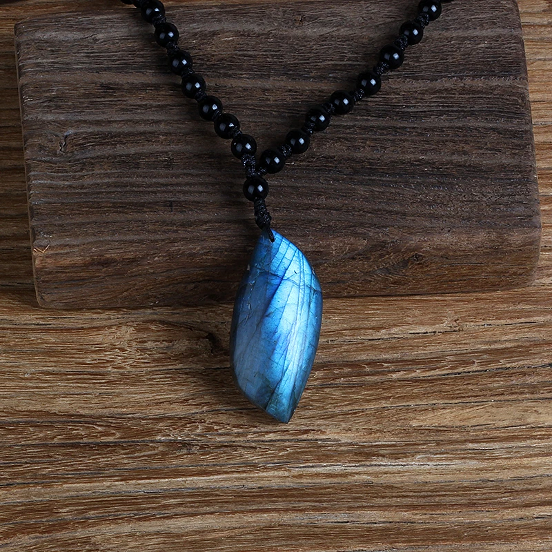 Natural Labradorite Energy Necklace Women Men Trendy Moonstone Glitter Stone Handmade Healing Prayer Pendants & Necklace Jewelry