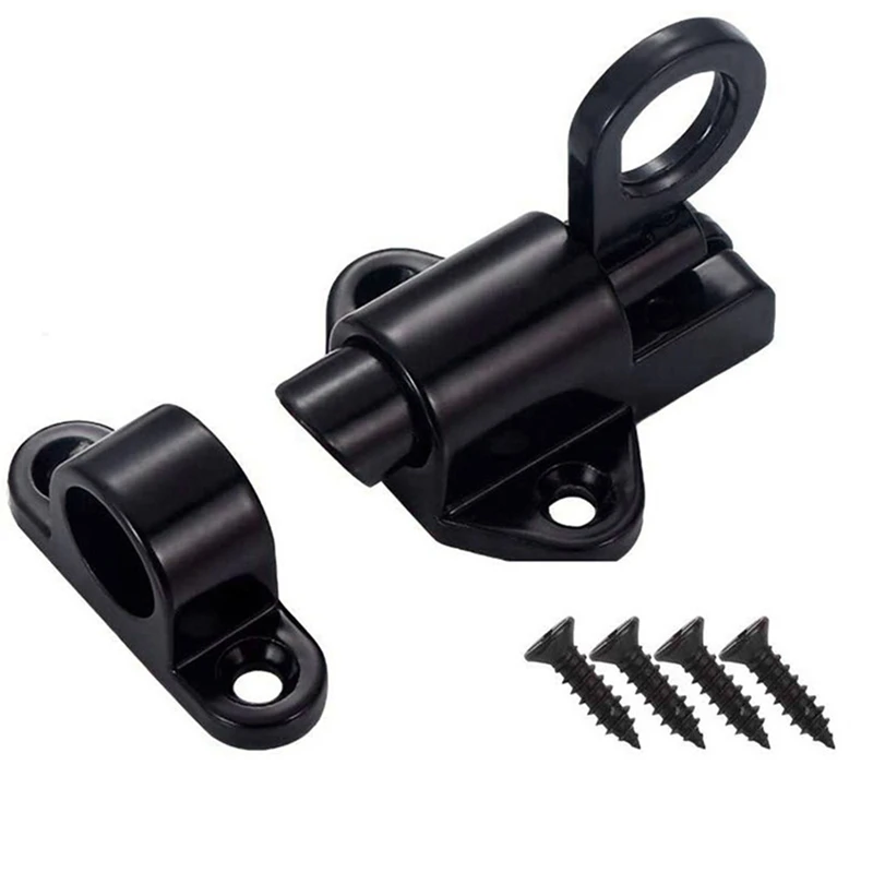 Aluminum Alloy Security Automatic Window Gate Lock Spring Bounce Door Bolt Latch, Black