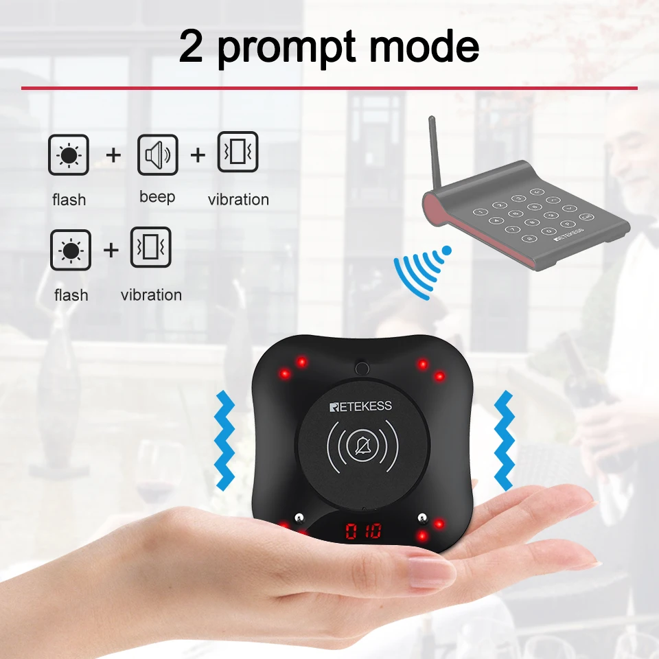 Imagem -04 - Retekess-sistema de Chamada sem Fio Td164 para Restaurante Pager Garçom Montanha-russa Sino Receptor para Café Bar