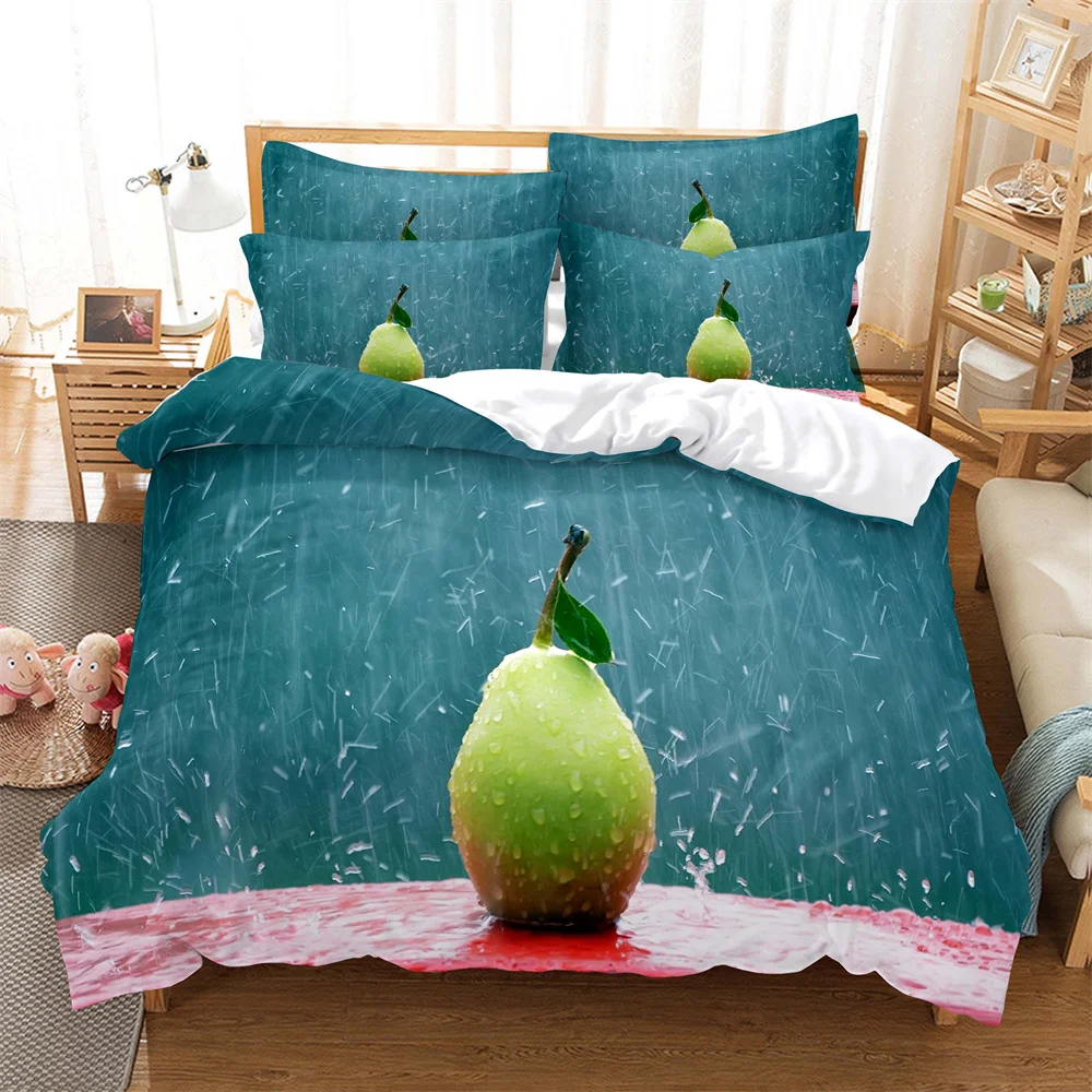 Pear Bedding 3-piece Digital Printing Cartoon Plain Weave Craft For North America And Europe  Bedding Set Queen