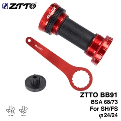ZTTO BB91 Bike Bottom bracket set Sealed Bearing Thread Type 68 73 mm BSA68 Shell 24mm spline Axis MTB Road Bike Bottom bracket