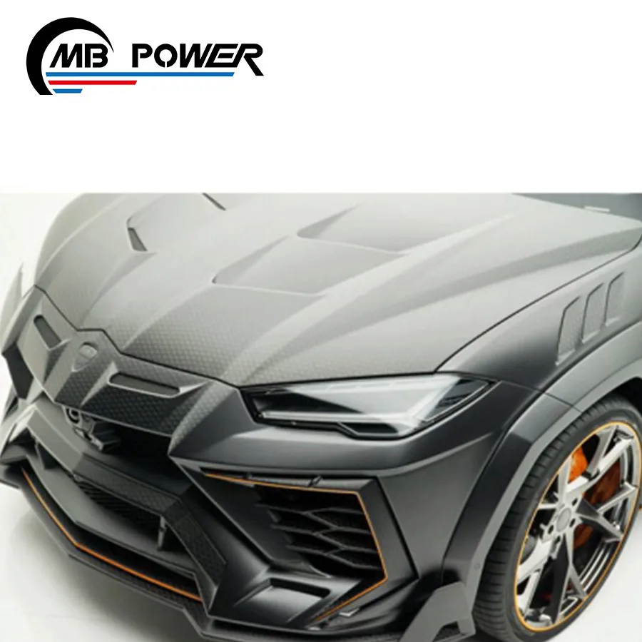 Factory price urus m style carbon and frp urus front bumper lip hood bonnet fender side skirt rear bumper car auto body kit