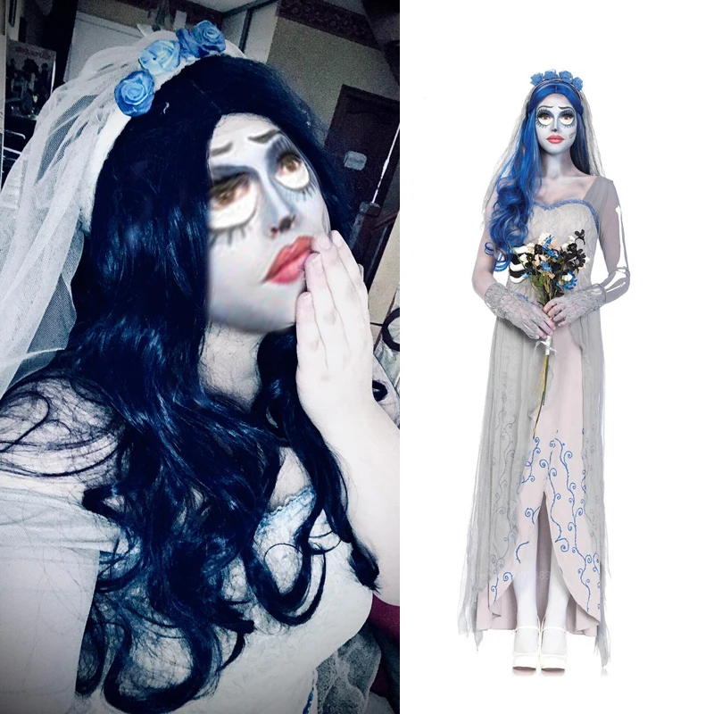 Vestido para mujer mascarada Cosplay disfraces del diablo cadáver fantasma novia ropa Halloween mujeres aterrador trajes de bruja vampiro