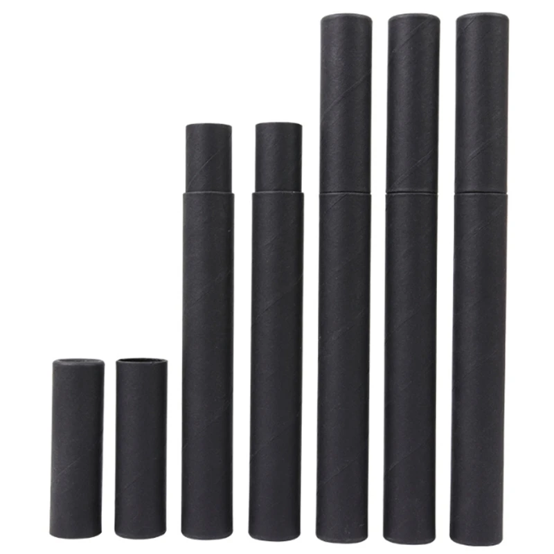 

20.7x2.1cm Black Kraft Paper Incense Tube Barrel Small Storage Box For pencil Joss Stick Convenient Carrying Tea tubes