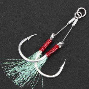 SPINPOLER-DUPLE FISHING HOLDER, JIGGING Hook with penalties jig hooks, assist rig, fish combat, 1: 0, 2/0, 3/0, 5/0, 7/0, 2 pairs per lot per lot 6 Main Sales Bass Bass 5 Cords - №6