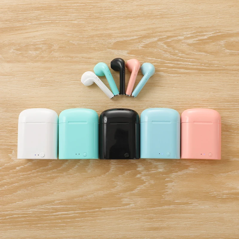 I7s TWS 무선 헤드폰 블루투스 5.0 이어폰 스포츠 이어버드 i7 미니 TWS 헤드셋, 모든 스마트 폰용 마이크 이어폰 포함