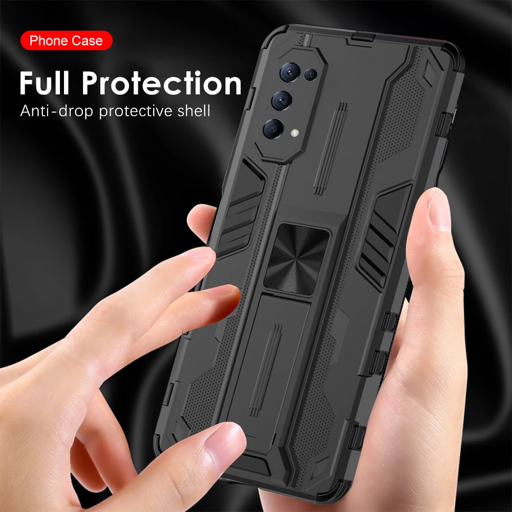 for Realme GT Neo Case Shockproof Armor Full Lens Protection Case for OPPO Reno5 Lite Light Pro A94 4G Car Magnetic Stand Coque