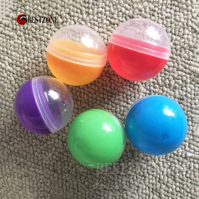 100Pcs/Lot 32MM Plastic Empty Toy Vending Capsules Half Clear Half Color Round Surprise Ball 1-1/4" Children For Vending Machine