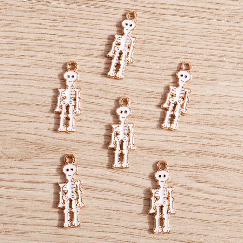 10 stücke 10*26mm Legierung Emaille Skeleton Schädel Mann Charms für Making Anhänger Halsketten Ohrringe Keychain DIY schmuck Erkenntnisse – Detail 5